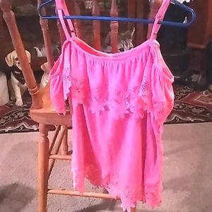NB Pink XL Cold Shoulder Crop Top
